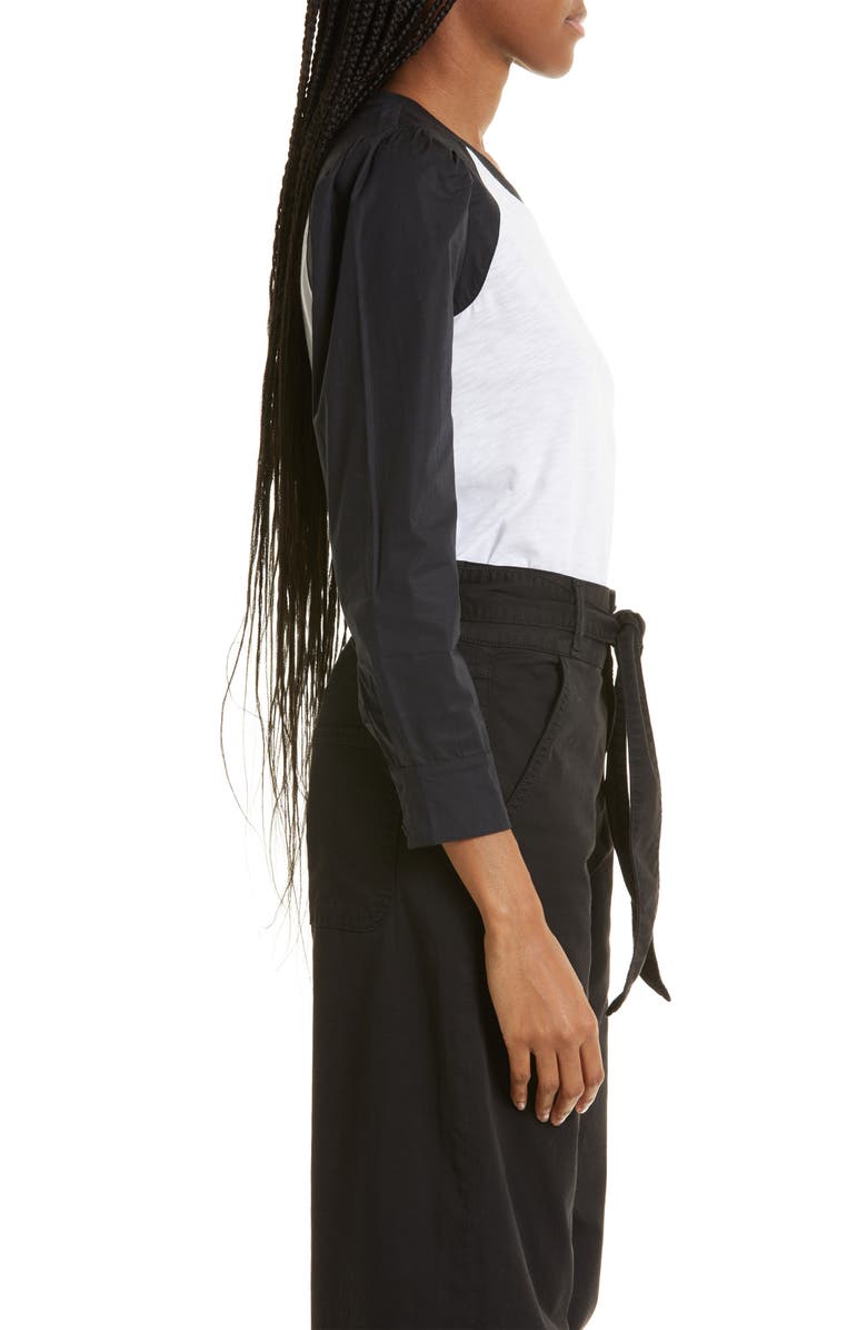 Veronica Beard Mosley Mixed Media Cotton Top, Alternate, color,