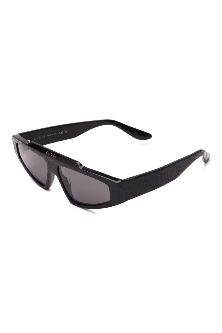 58mm Rectangular Sunglasses, Alternate, color, BLACK BLACK GREY