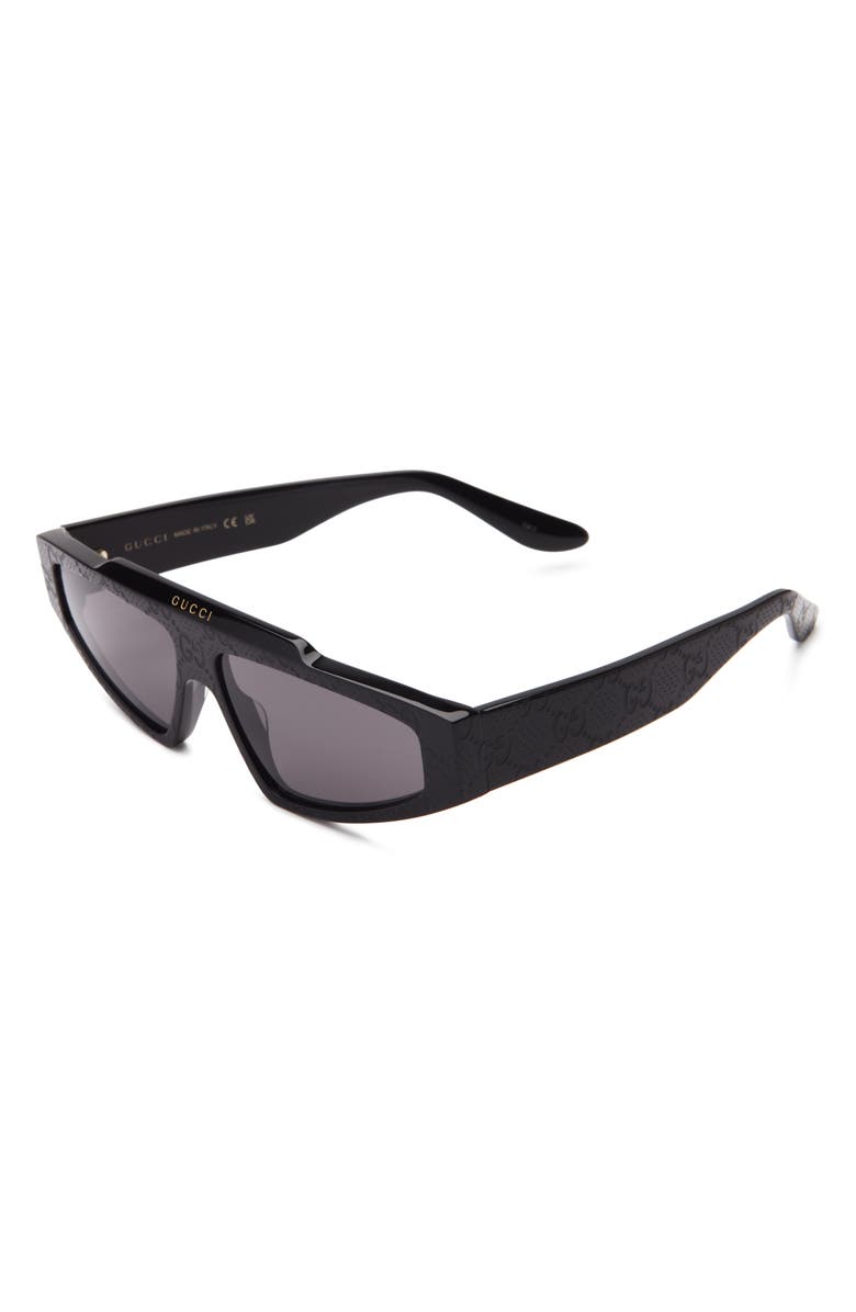 Gucci 58mm Rectangular Sunglasses, Alternate, color, Black Black Grey