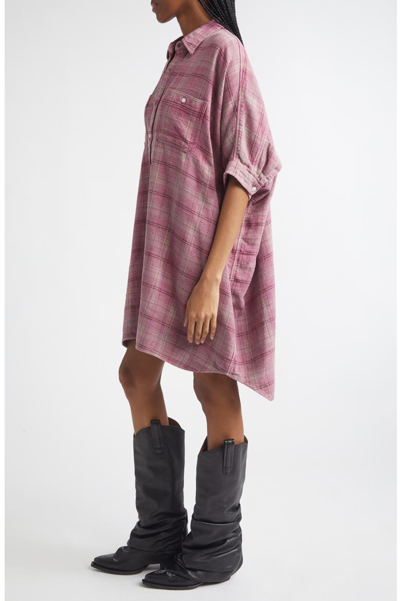 Plaid Oversize Boxy Cotton Flannel Shirtdress (Nordstrom Exclusive), Alternate, color, MUTED PINK PLAID
