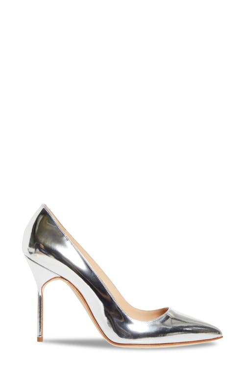 Manolo Blahnik Bb Metallic Pointed Toe Pump In Silver
