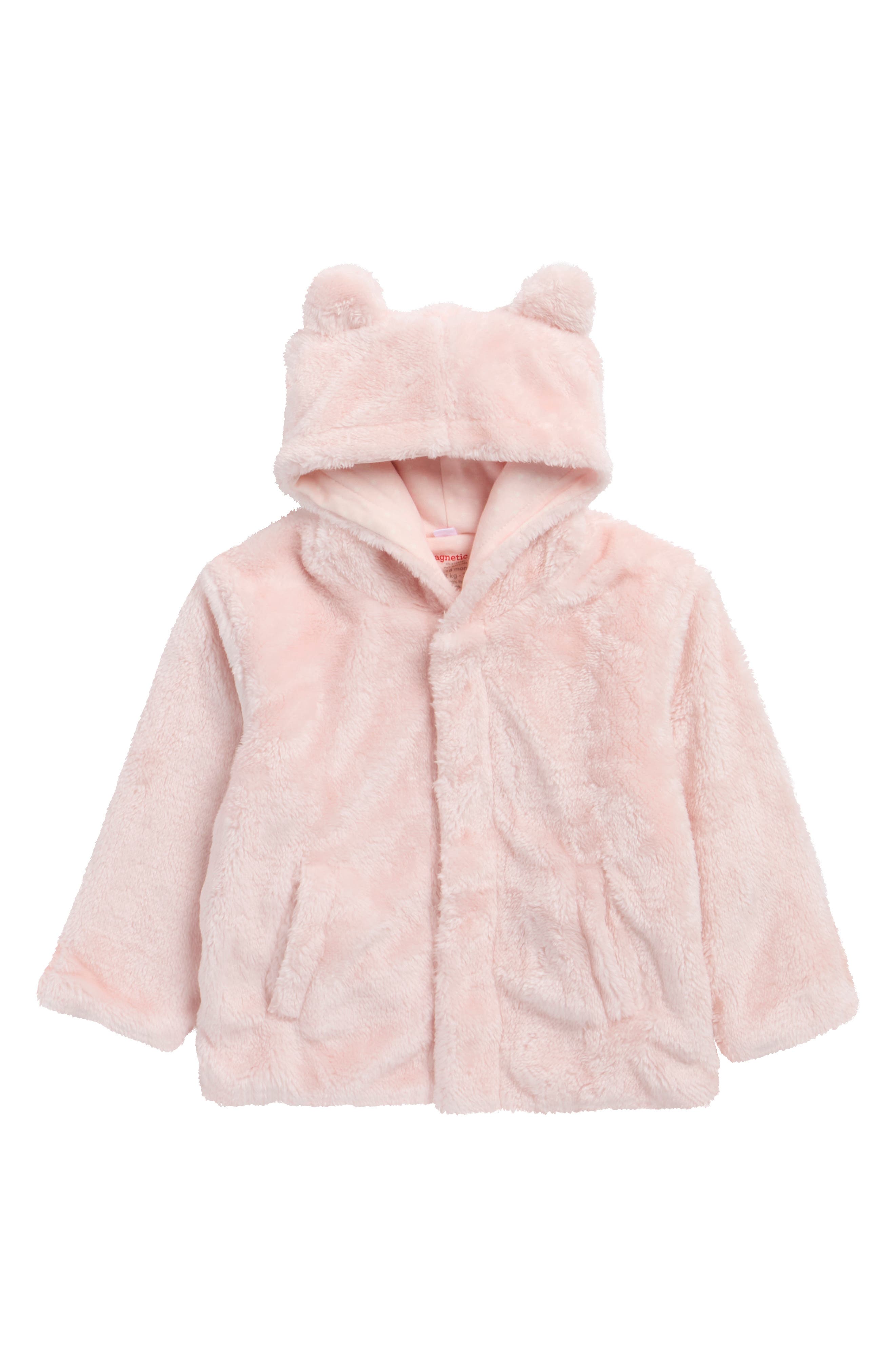 Kids' Animal Ear Hooded Faux Fur Jacket