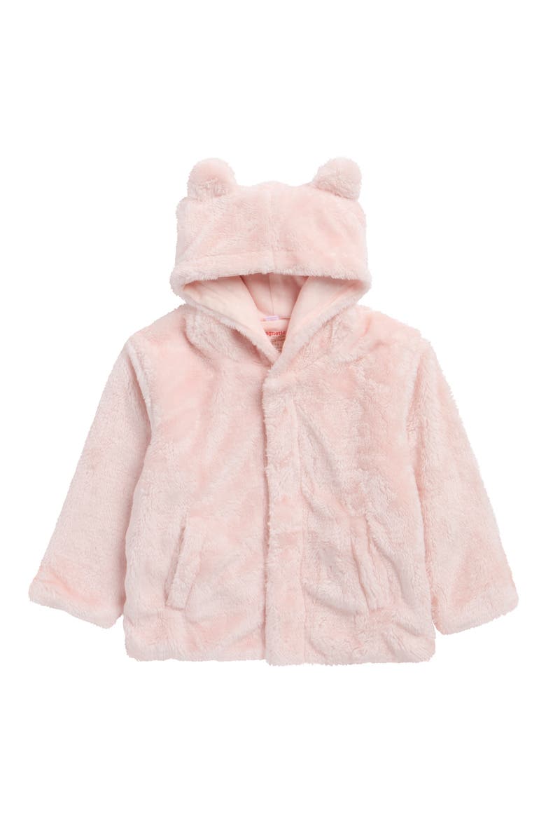Kids' Animal Ear Hooded Faux Fur Jacket, Main, color, PINK BLOSSOM