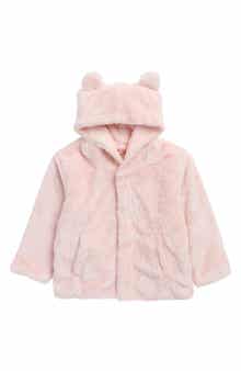 Kids' Animal Ear Hooded Faux Fur Jacket