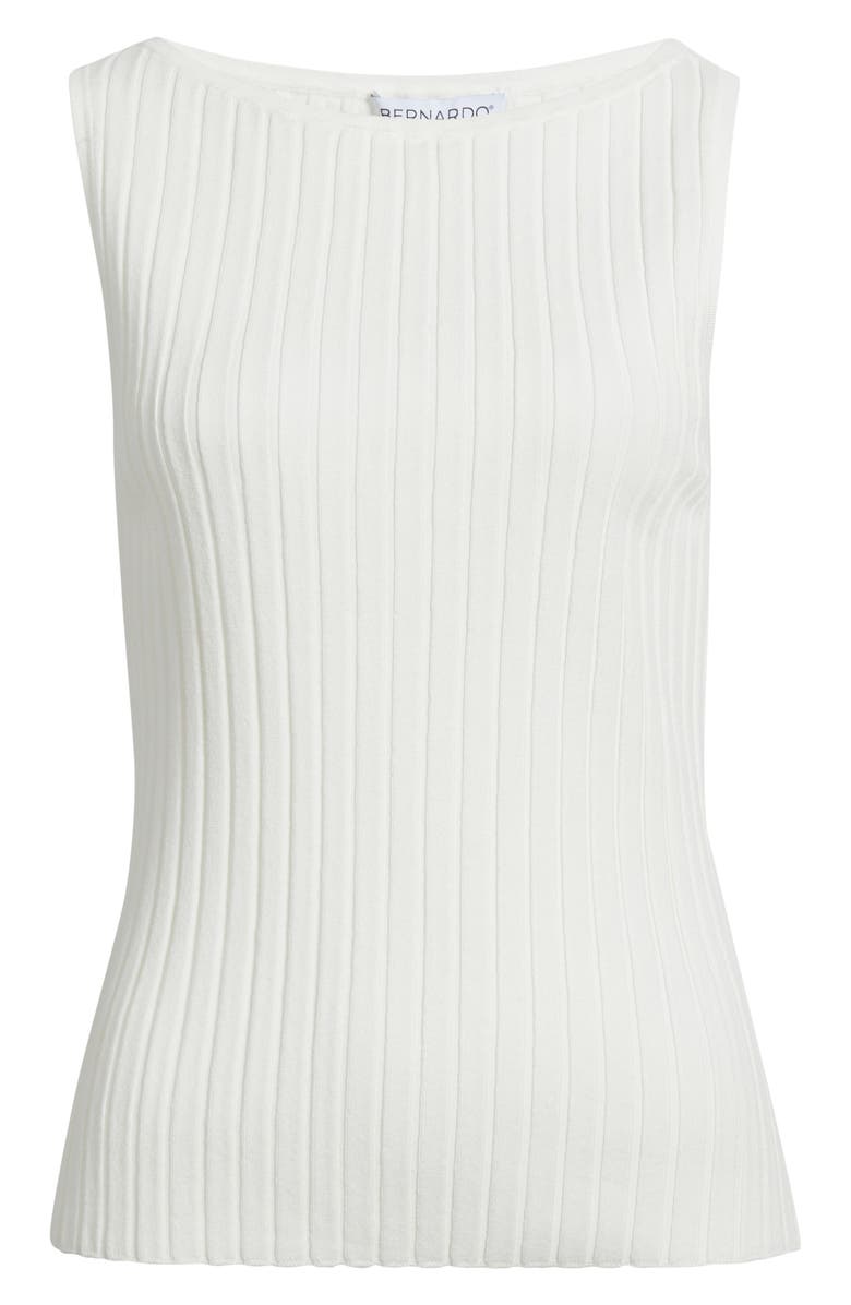 Bernardo Bateau Neck Rib Tank, Alternate, color, Bright White