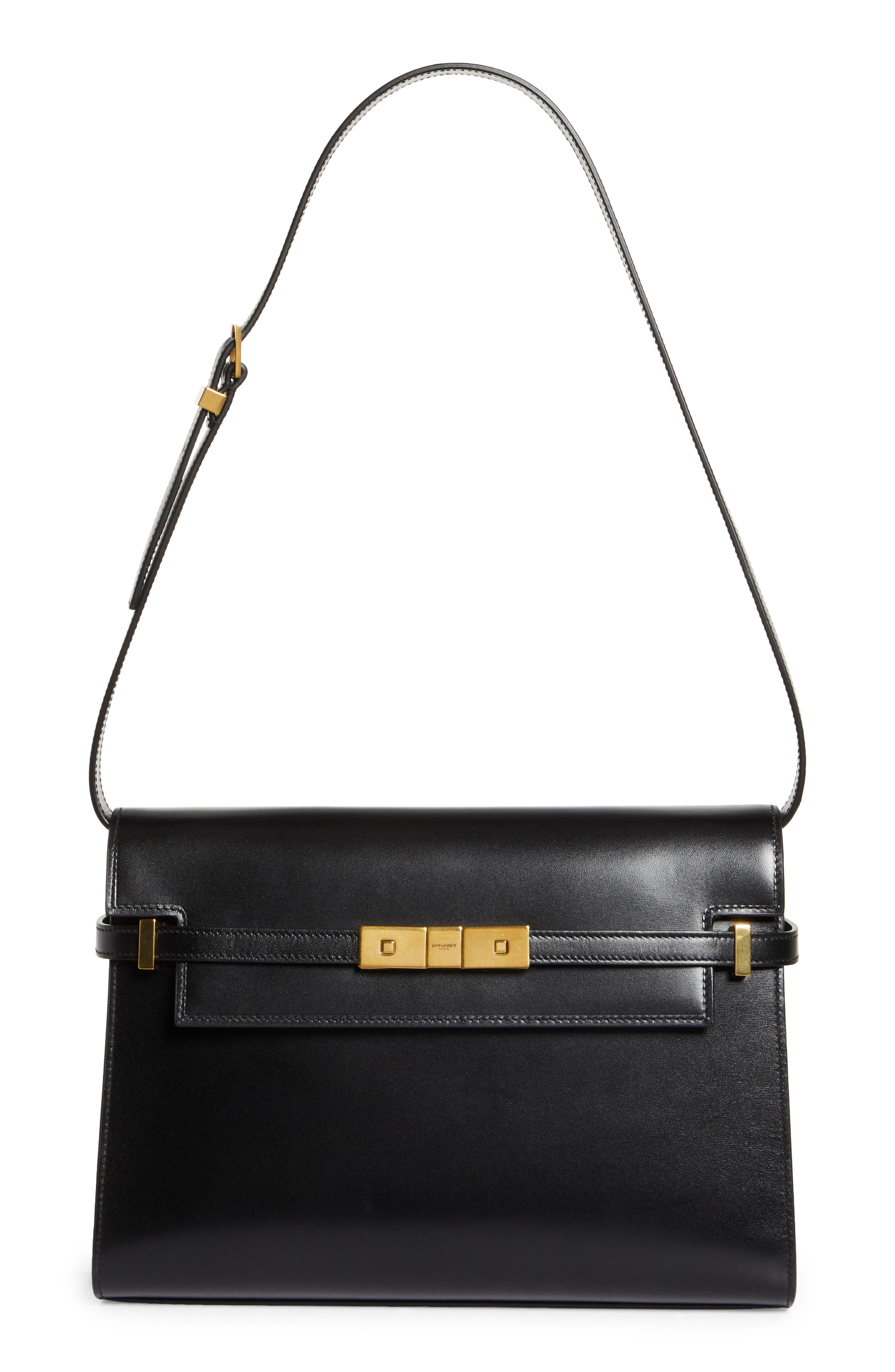 Saint Laurent Medium Manhattan Shoulder Tote, Main, color, Noir