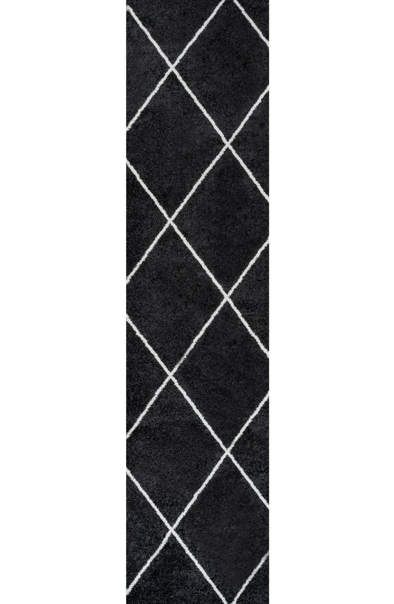 JONATHAN Y Cole Minimalist Diamond Trellis Area Rug, Main, color, Black/White