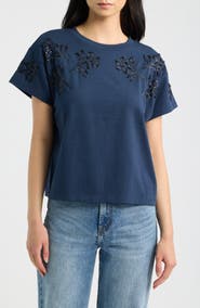 rag & bone Kelly Beaded Floral Boxy T-Shirt