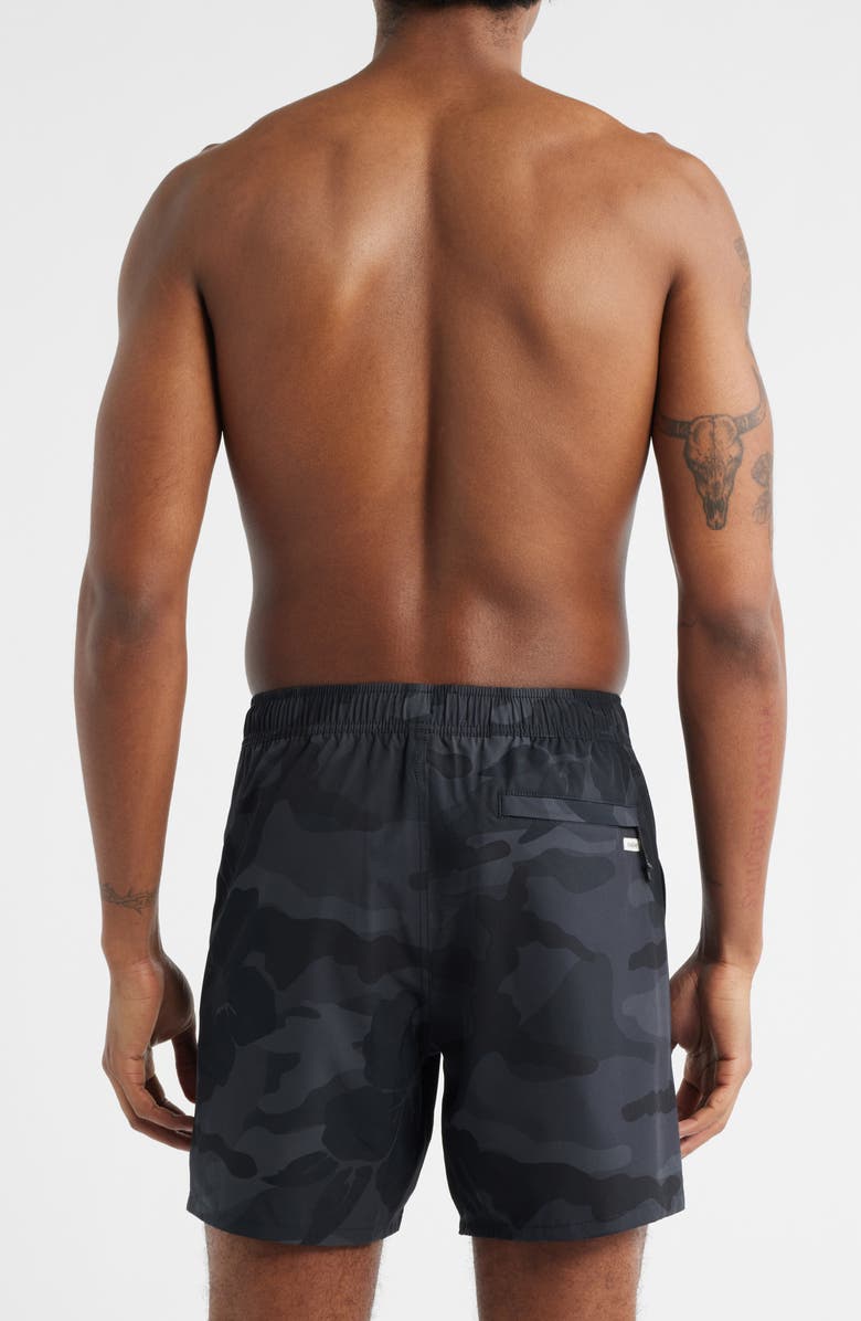 TENŌRE Printed Day Board Shorts, Alternate, color, Black Aloha Camo