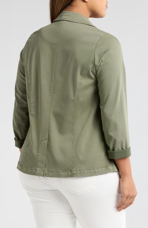 Liverpool Los Angeles Fitted Open Front Twill Blazer In Martini Olive