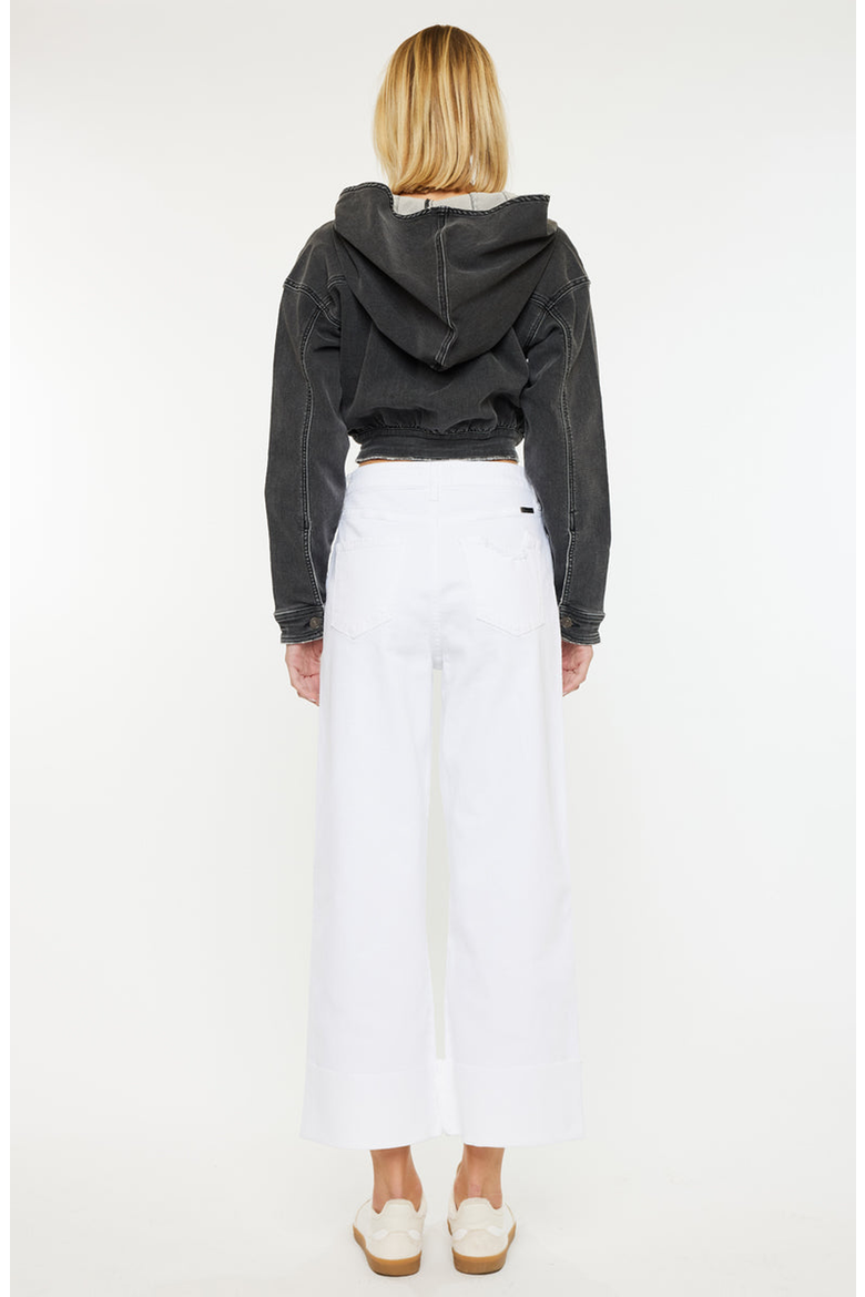 Andie Cropped Hooded Denim Jacket, Alternate, color, Black Charcoal