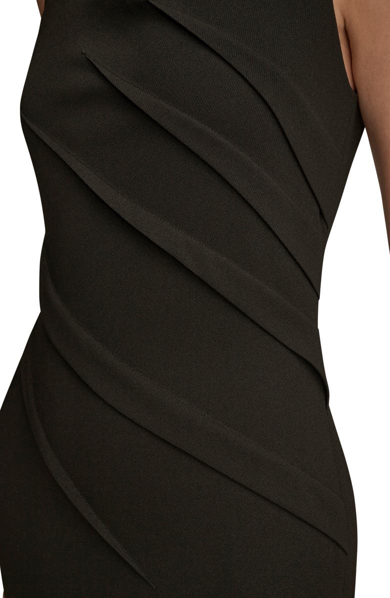 Donna Karan New York Asymmetric Stretch Crepe Sheath Cocktail Dress, Alternate, color, Black