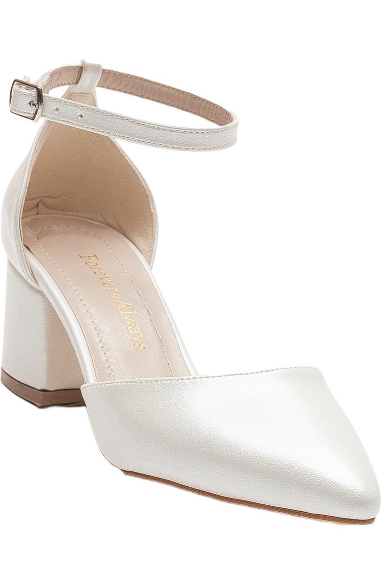 Forever & Always Shoes Fiona Low Block Heels with Ribbon, Alternate, color, Ivory Faux Leather