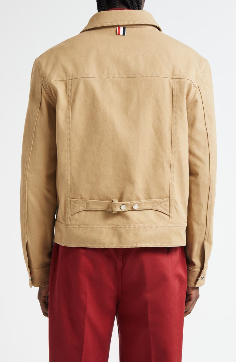 Thom Browne Backstrap Denim Utility Jacket, Alternate, color, Khaki