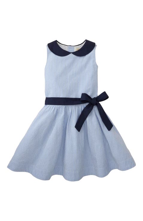 Girls' Seersucker Peter Pan Collar Dress, Kids