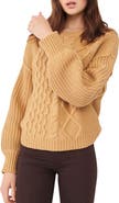 Free People Dream Cable Crewneck Sweater
