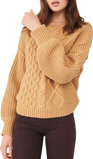 Free People Dream Cable Crewneck Sweater