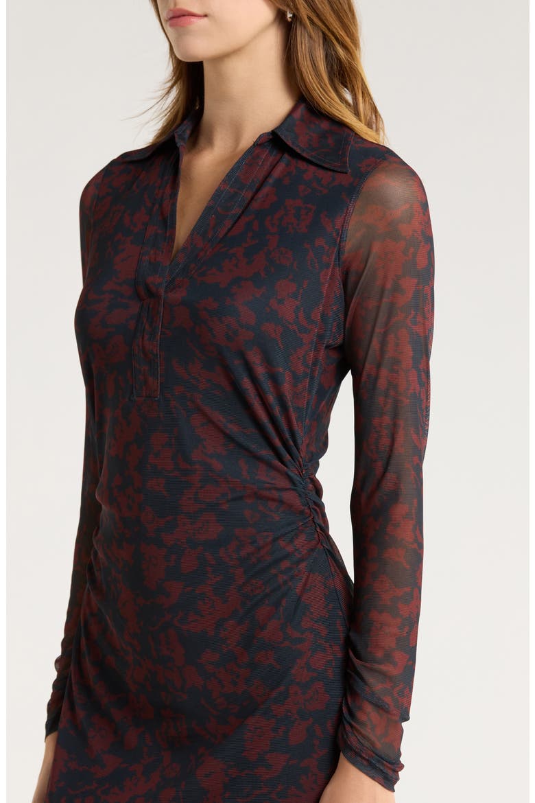 Long Sleeve Polo Midi Dress, Alternate, color, DARK NAVY
