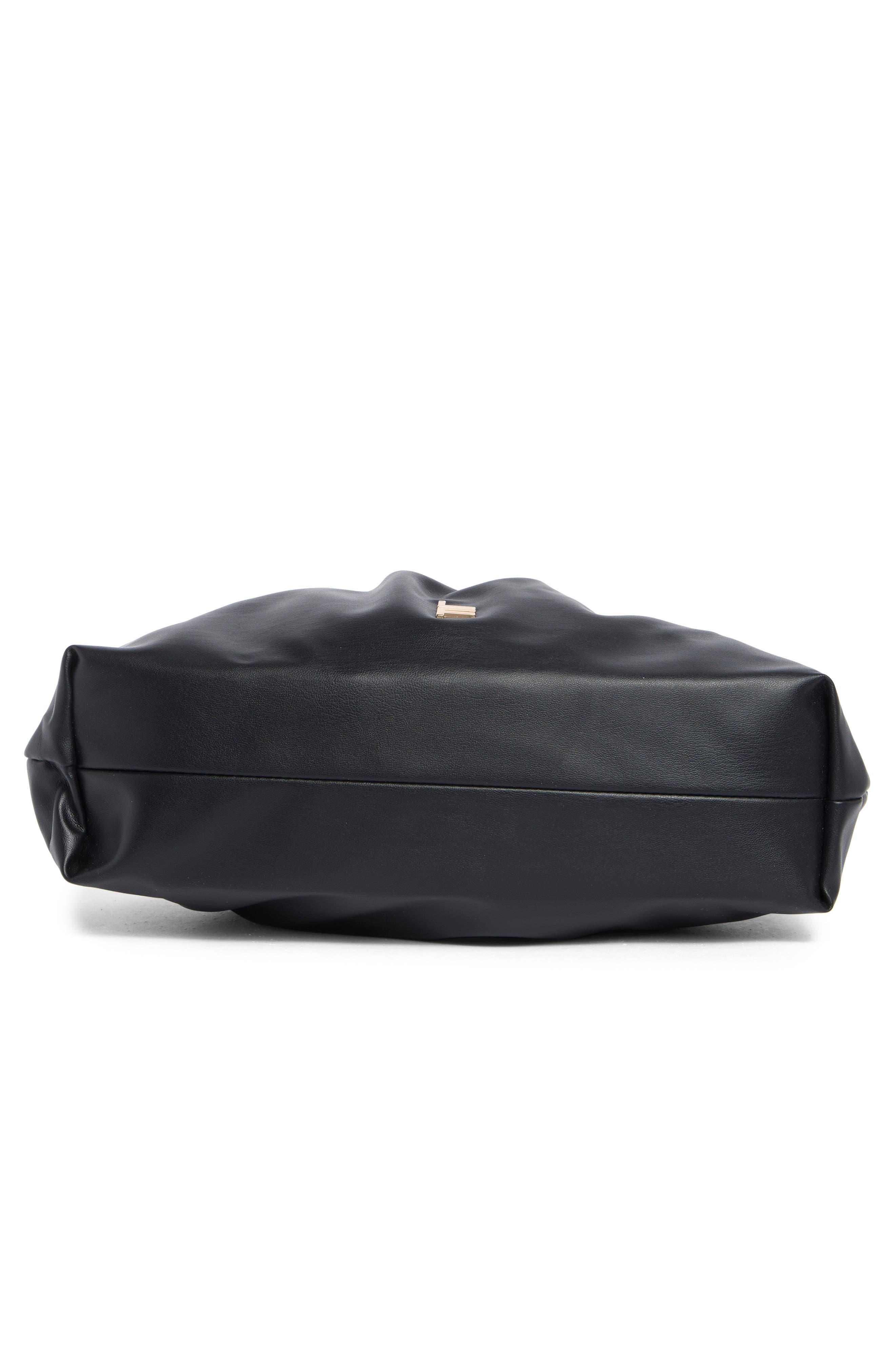Faux Leather Kiss Lock Frame Clutch, Alternate, color, BLACK