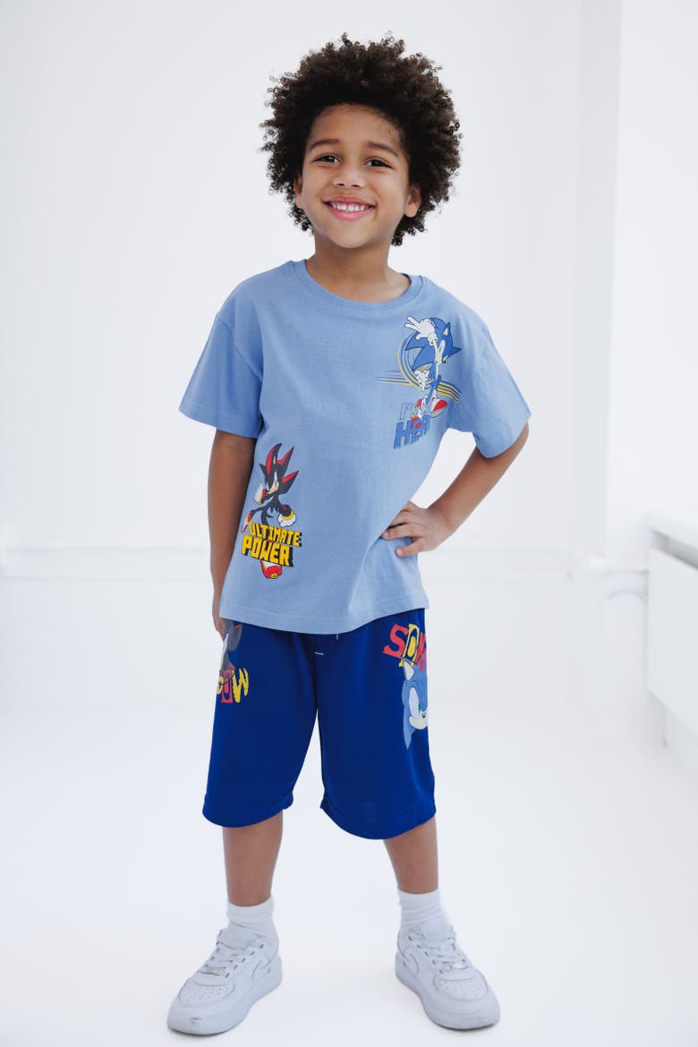 Sonic the Hedgehog Boys' Athletic 2-Piece Tee and Shorts Set, Alternate, color, Sonic Shadow Blue