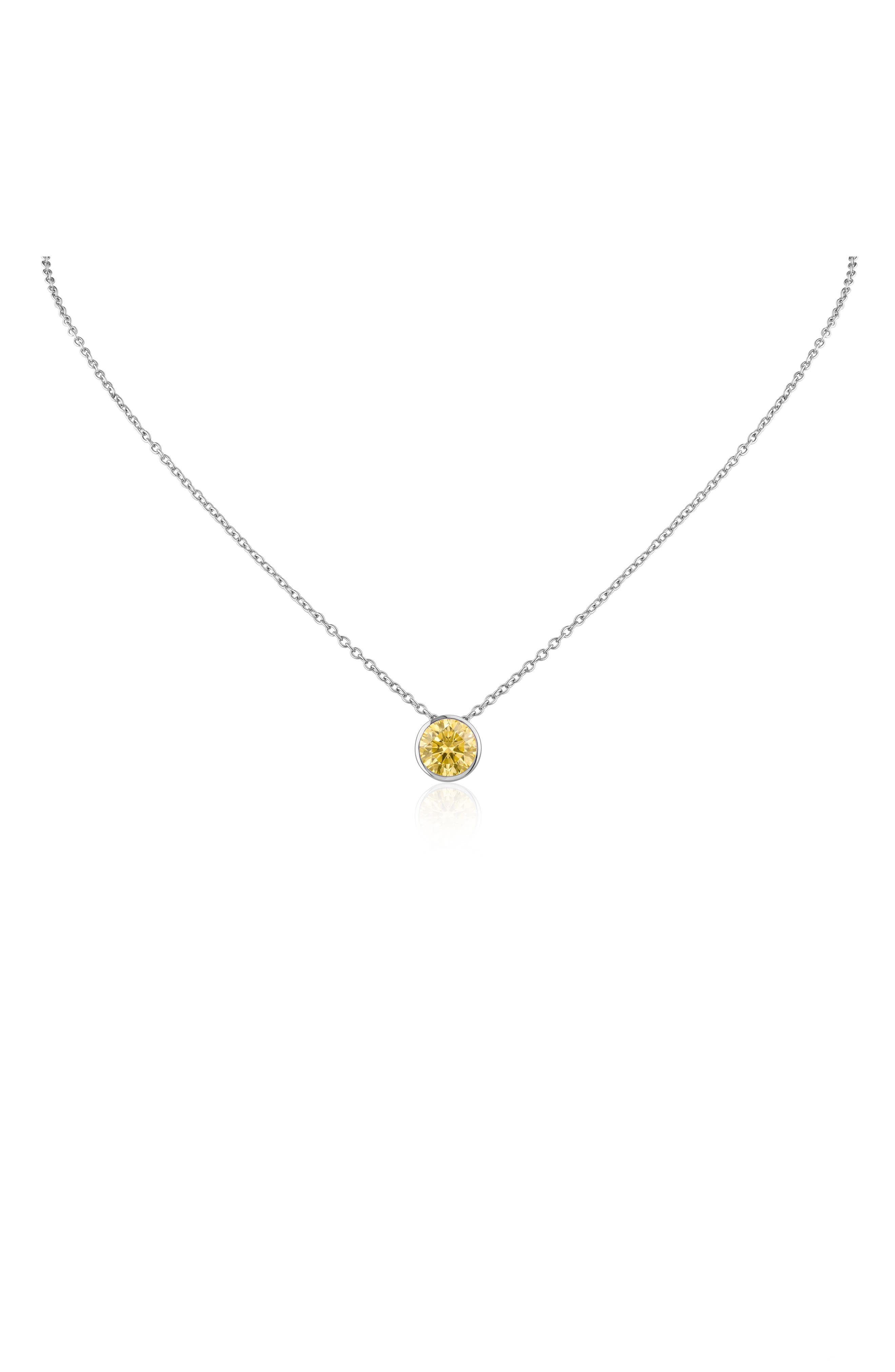 Bezel Birthstone Cubic Zirconia Pendant Necklace