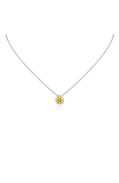 Bezel Birthstone Cubic Zirconia Pendant Necklace