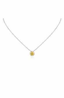 Bezel Birthstone Cubic Zirconia Pendant Necklace