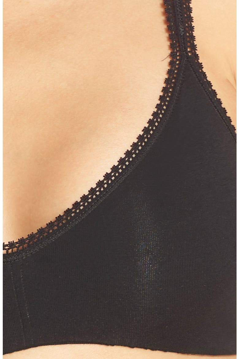 Stretch Cotton Bralette, Alternate, color, BLACK