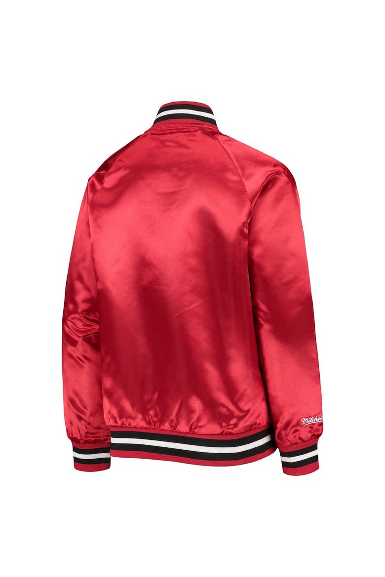 Youth Mitchell & Ness Red Chicago Bulls Hardwood Classics Satin Raglan Full-Snap Jacket, Alternate, color, RED