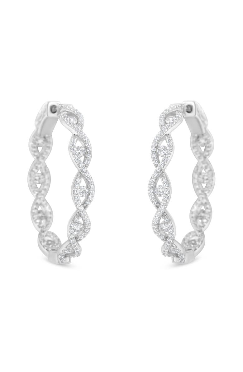 Haus of Brilliance 10K White Gold 1 1/2 cttw Diamond Hoop Earrings, Alternate, color, White
