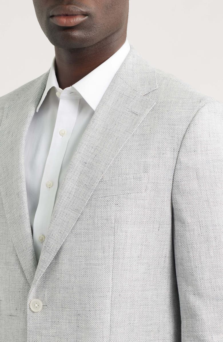 BOSS Hutson Slim Fit Grey Mélange Slub Linen & Cotton Blend Sport Coat, Alternate, color, Open Grey