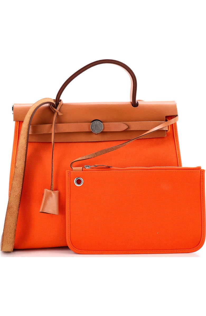 Pre-Owned Hermes Herbag Zip Leather and Toile 31, Alternate, color, Orange H