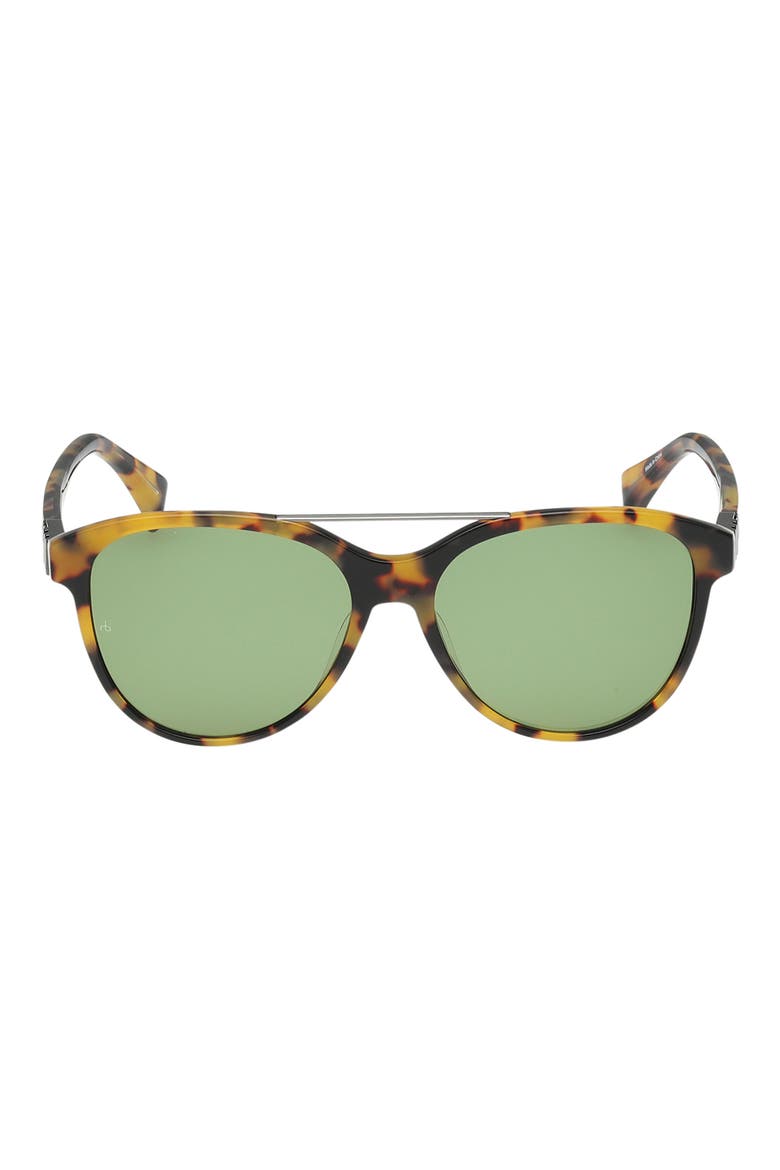 54mm Pilot Sunglasses, Main, color, MILKY AMBER TORT/ GREEN LENSES
