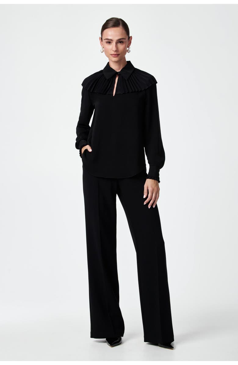 Trina Turk Windmill Pleated Top, Alternate, color, Black