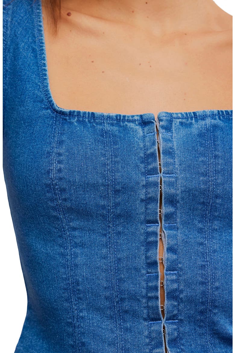 Marilyn Denim Corset Top, Alternate, color, SKYLIGHT