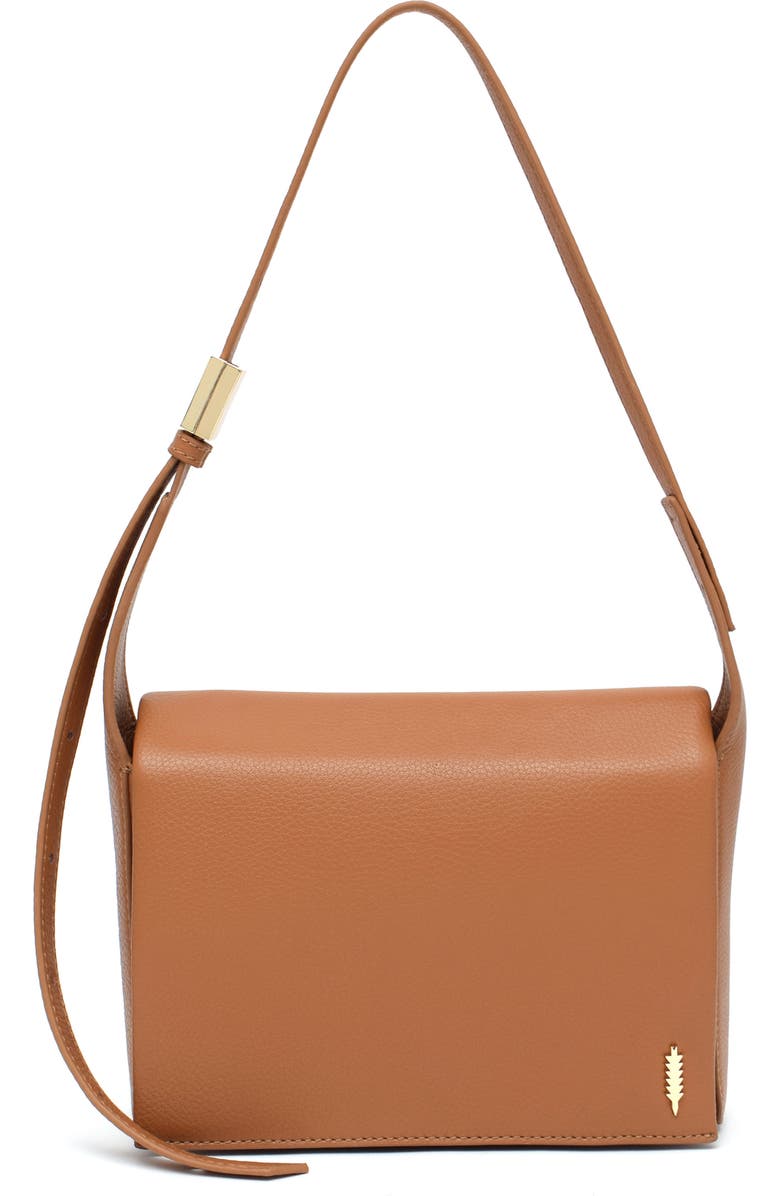 Thacker Jennie Flap Pebbled Leather Crossbody Bag, Main, color, Cognac