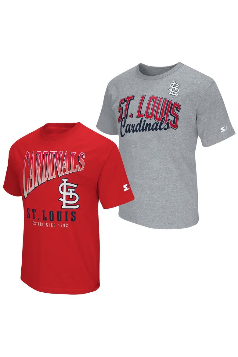 Men's Starter  Red/Heather Gray St. Louis Cardinals Two-Pack T-Shirt Set, Main, color, Red