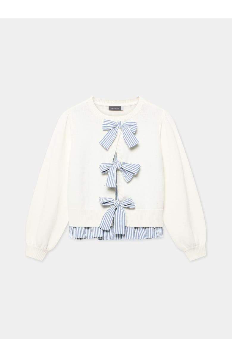 MINT VELVET Cotton Blend Bow Detail Sweater, Alternate, color, Open White