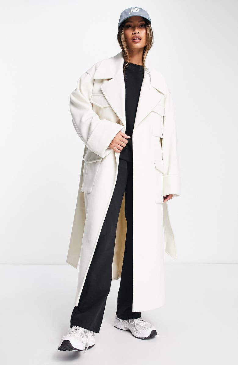 ASOS DESIGN Cargo Pocket Long Coat, Main, color, 
