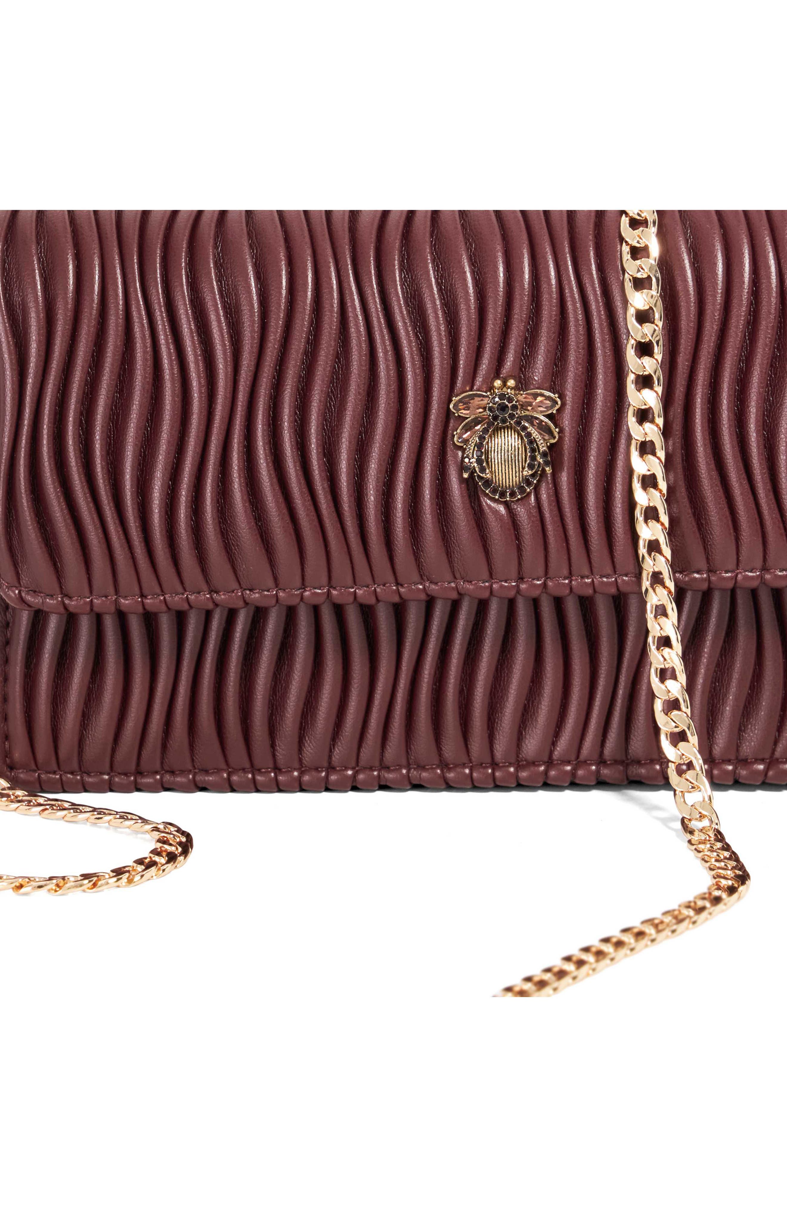 Dune London Starlites Faux Leather Clutch, Alternate, color, Burgundy