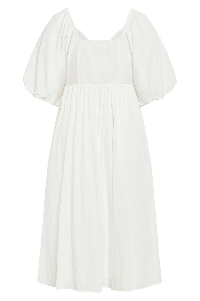 Shae Keyhole Detail Balloon Sleeve Midi Dress(Plus), Alternate, color, IVORY