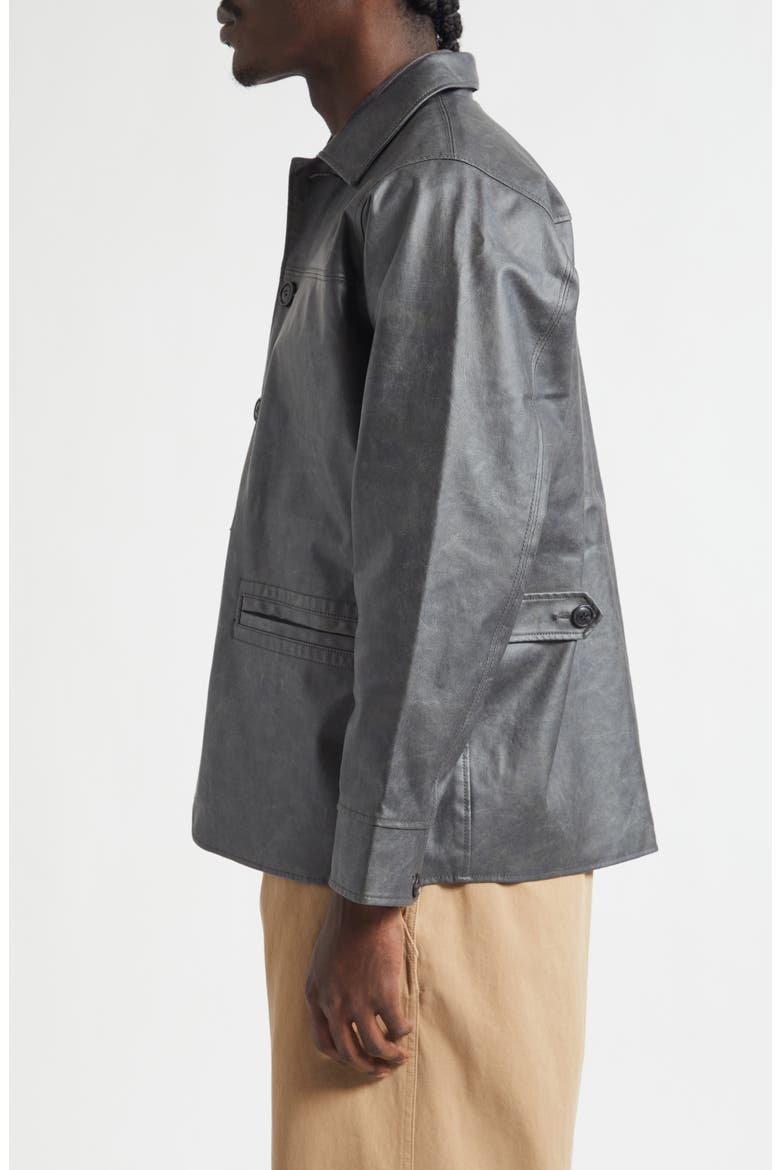 Aged Faux Leather Car Coat, Alternate, color, BLACK