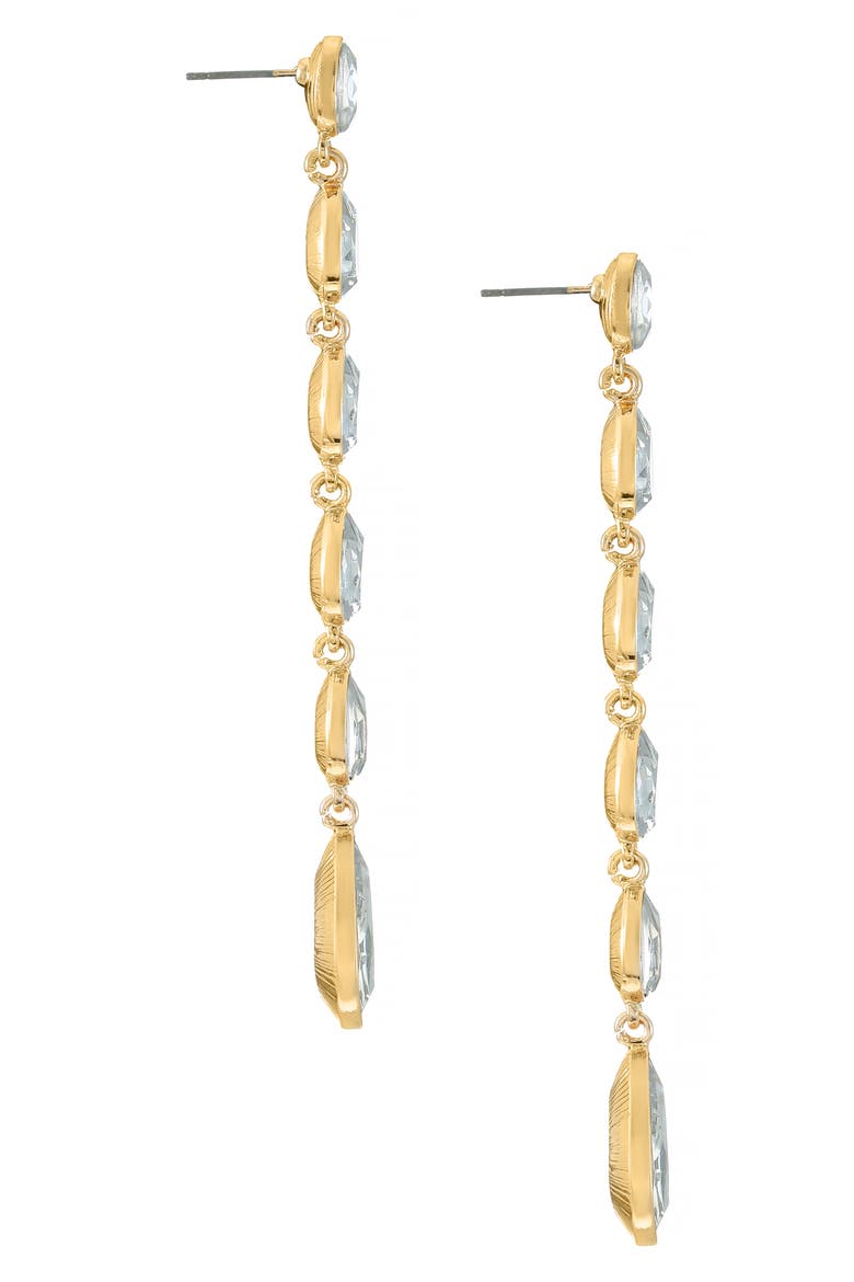 Teardrop Crystal Linear Earrings, Alternate, color, GOLD
