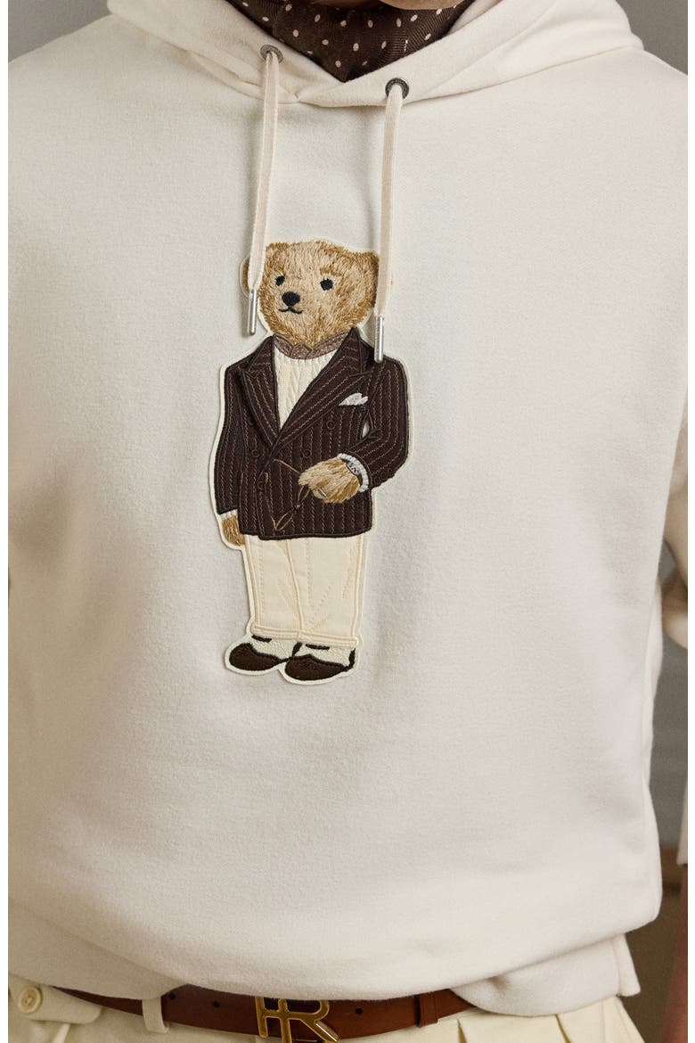 Felpa Bear Appliqué Cotton & Cashmere Hoodie, Alternate, color, CLASSIC CREAM