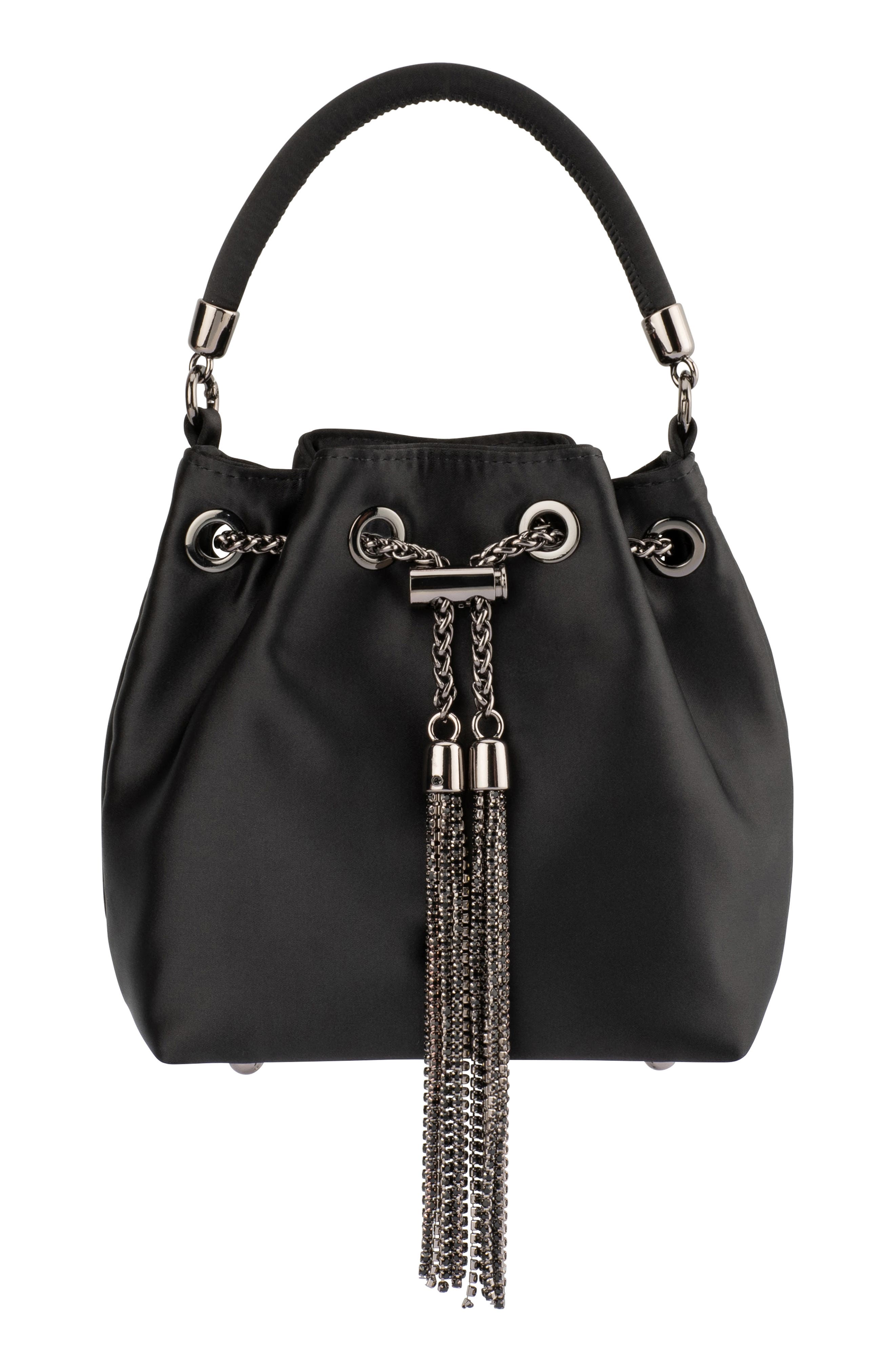 Olga Berg Amanda Satin Bucket Bag, Main, color, 