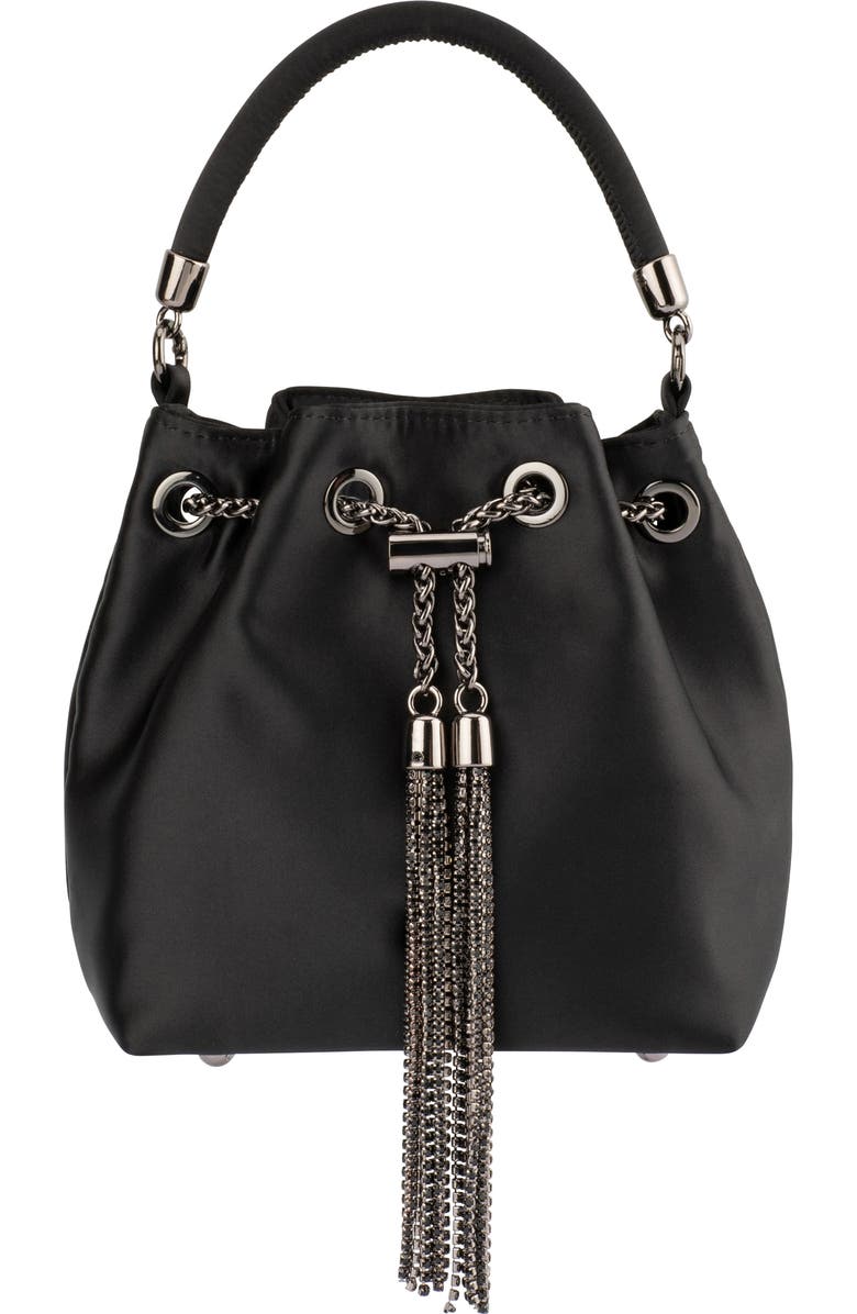 Olga Berg Amanda Satin Bucket Bag, Main, color,