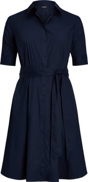 Lauren Ralph Lauren Belted Fit & Flare Cotton Blend Shirtdress