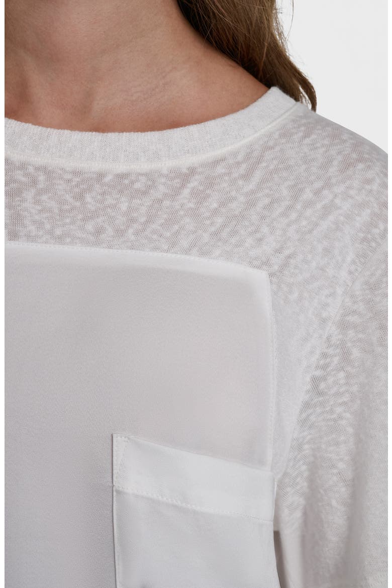 Mixed Media Satin Top, Alternate, color, IVORY