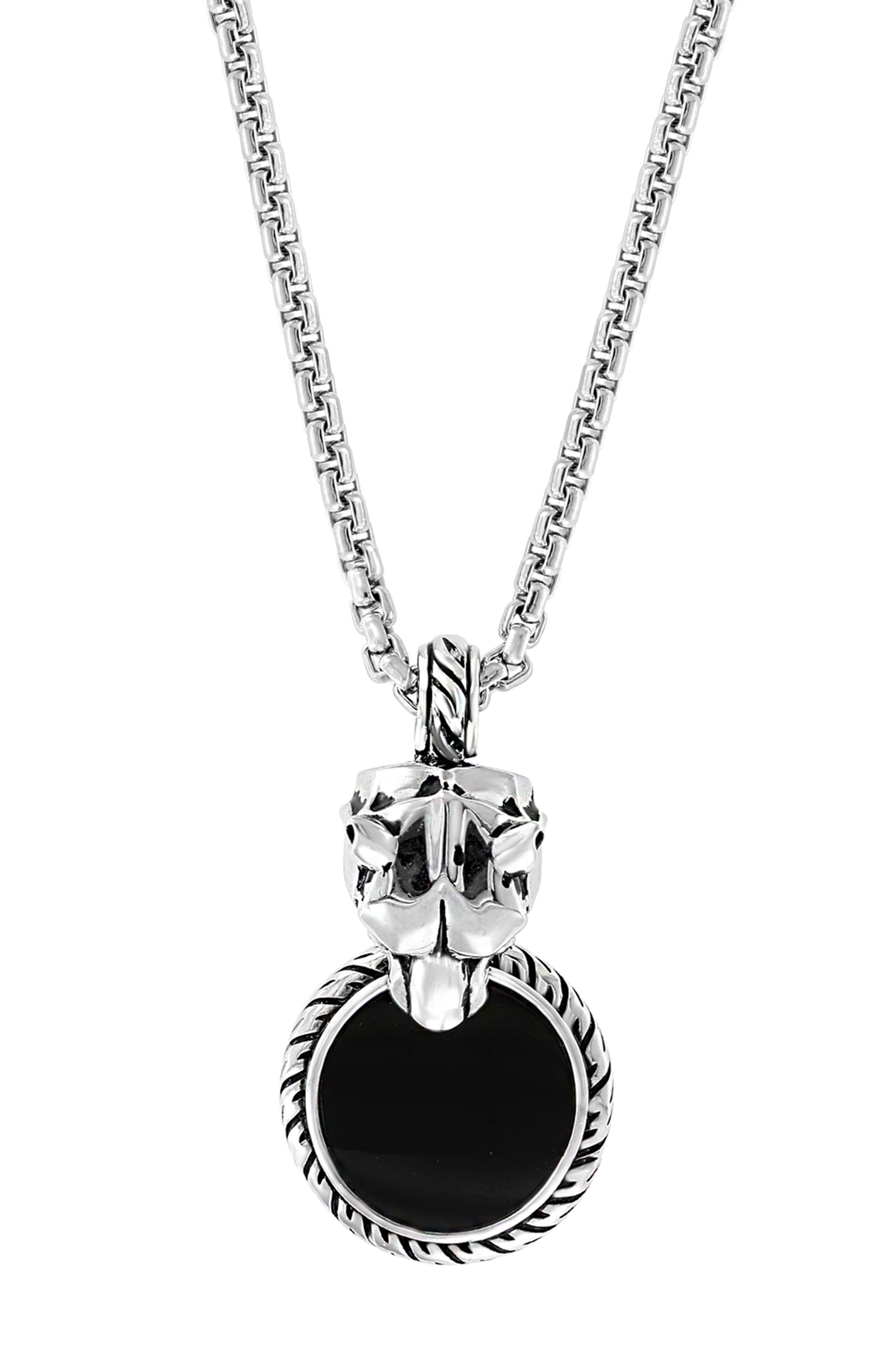 EFFY Men's Sterling Silver Onyx Pendant Necklace