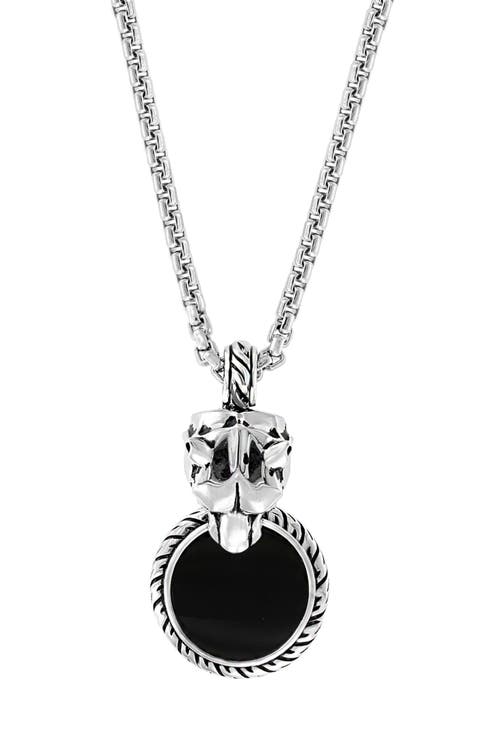 Men's Sterling Silver Onyx Pendant Necklace